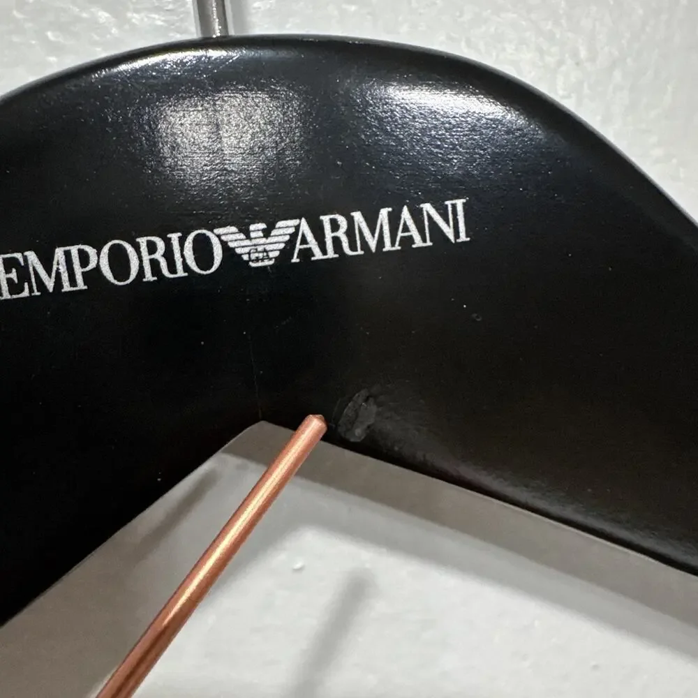 EMPORIO ARMANI Logo Black Wood Hanger For Suit Blazer, Sweaters, Shirts, Jackets
